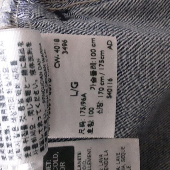 Levi’s Printed Sleeve Trucker denim Jacket Light Wash men L button down y2k - Picture 9 of 12